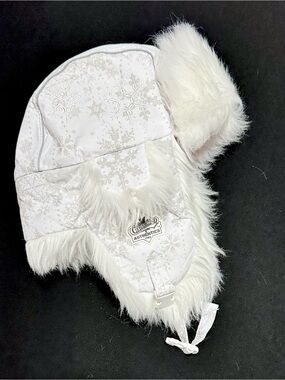 Choko Faux Fur Trapper Hat White Snowflake Winter Aviator Trooper Ear Flap Ski